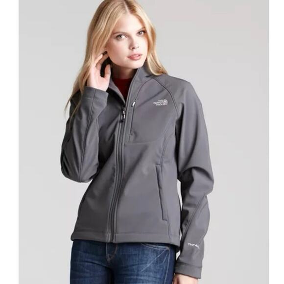 THE NORTH FACE Apex Bionic Softshell Jacket Womens Sz M Gray Outdoor Zip Pockets - Picture 1 of 11